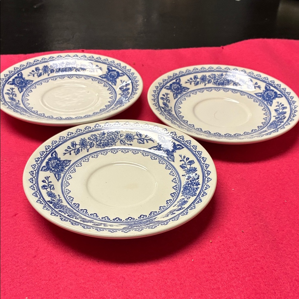 Just USA Blue and White Floral Saucer Set